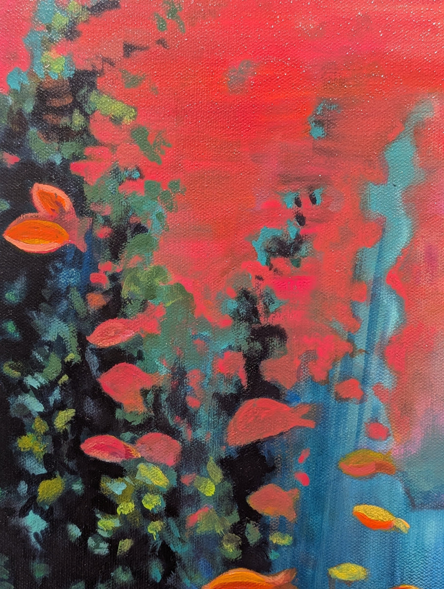 Abstract painting with vibrant colors and shapes