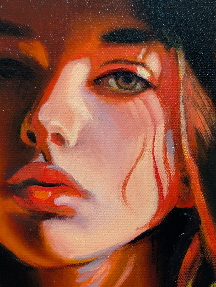 Artistic depiction of a face with a stylized, abstract approach