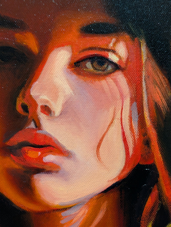 Artistic depiction of a face with a stylized, abstract approach