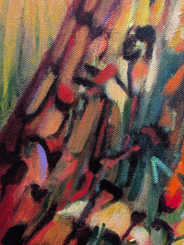 Abstract artwork with vibrant colors and shapes