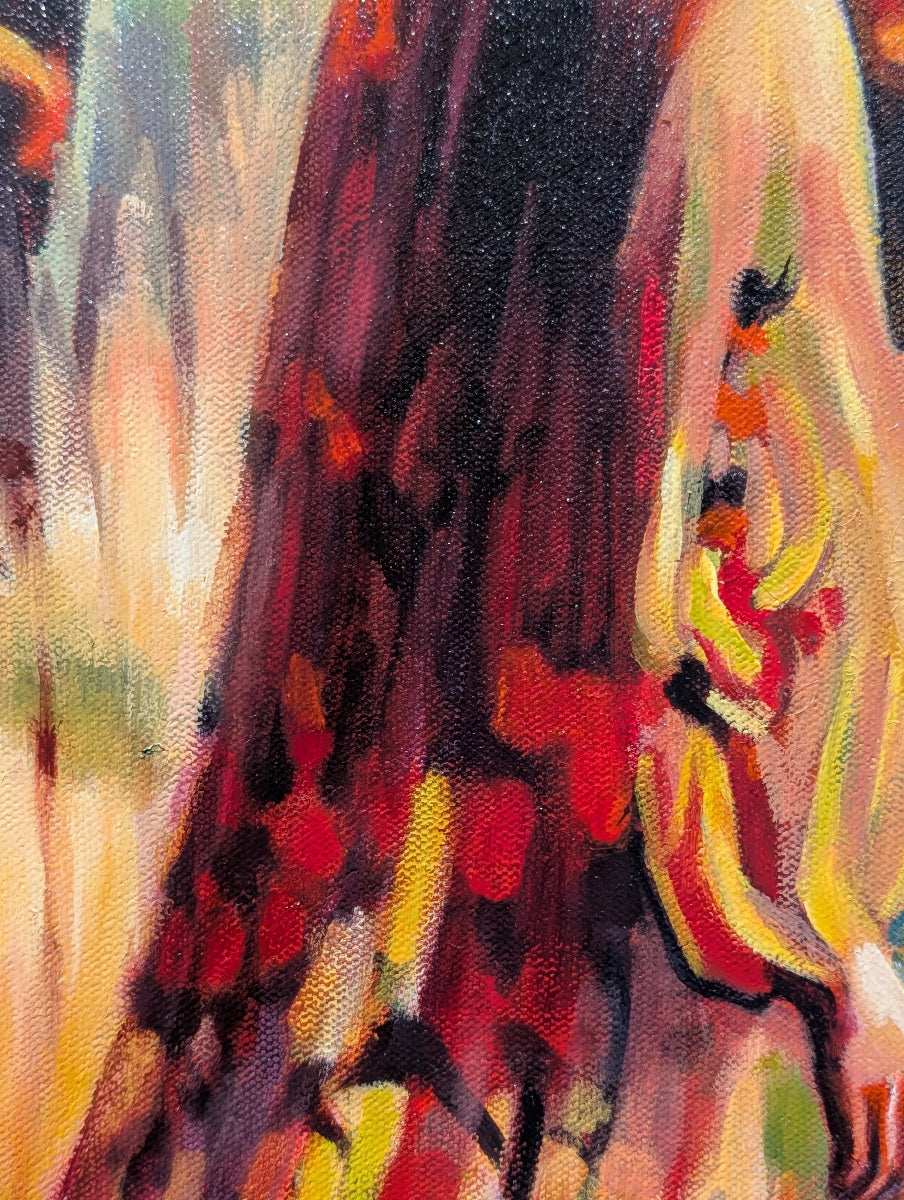 Abstract artwork with vibrant colors and dynamic brush strokes