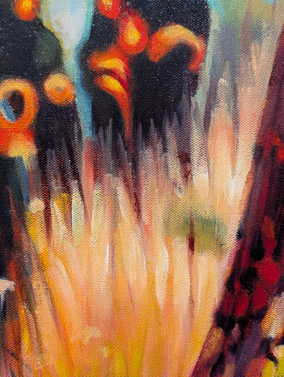 Abstract artwork with vibrant colors and shapes